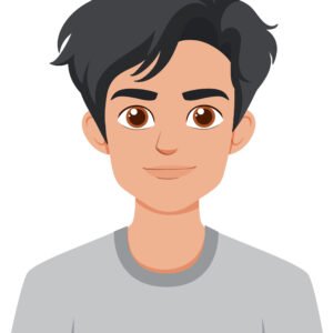 Cartoon man with dark hair smiling